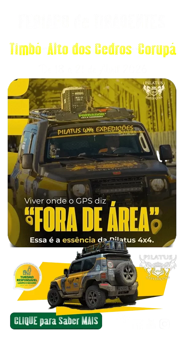 Serão 4 dias de imersão em natureza, cultura e aventura, passando por São Bento do Sul, Alto dos Cedros, Rio dos Cedros, Dr. Pedrinho, Timbó e Corupá.